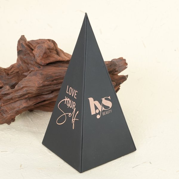 黑色烫粉三棱锥磁吸礼盒 创意几何包装 礼品盒可定制logo